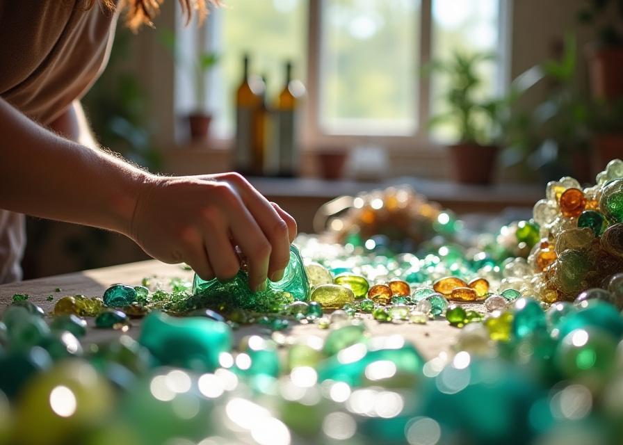 Eco-friendly glass art studio working with recycled materials